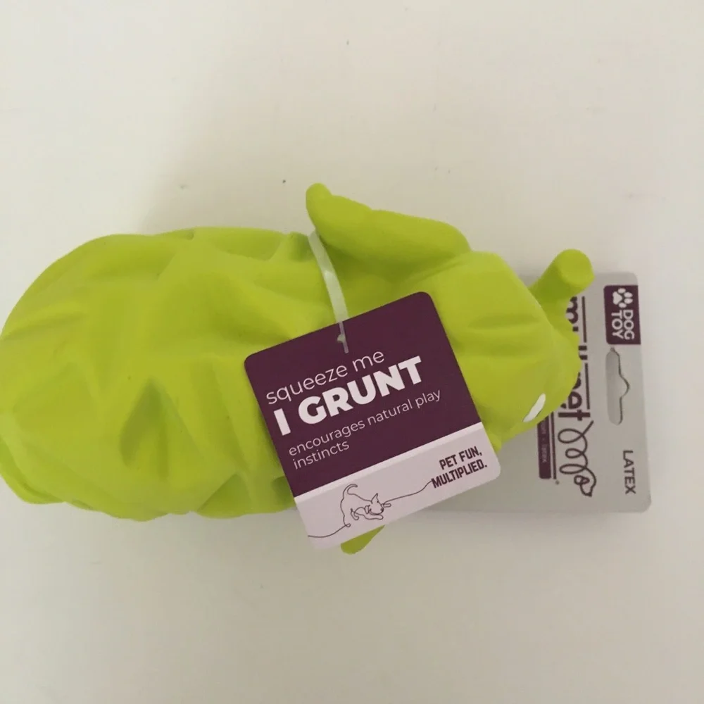 NEW Dog Toy Latex Green Elephant Grunt Noise for Large Pets | Multipet